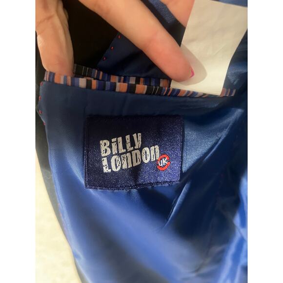 Billy London Black Blazer Sport Coat Lined Single Breated Preppy Classic 38 R - Picture 7 of 10
